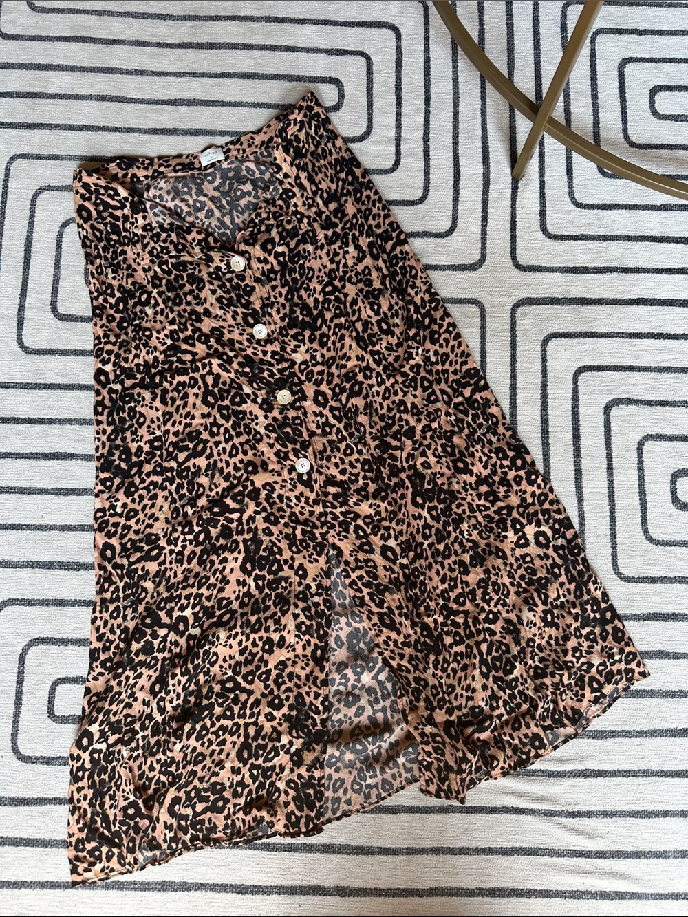 Aritzia (Wilfred) Leopard Print Button-Front Maxi/Midi Skirt Sz 2